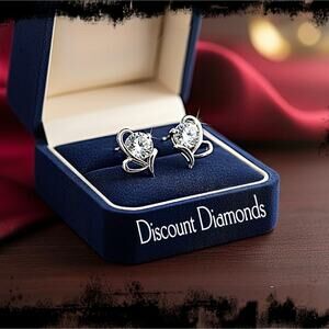 Dainty Clear White Diamond Stud Push Back Earrings on 925 Sterling Silver